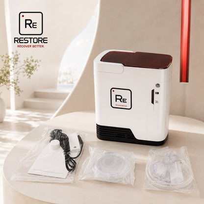 Restore Compact Oxygen Concentrator on a table in a bright interior